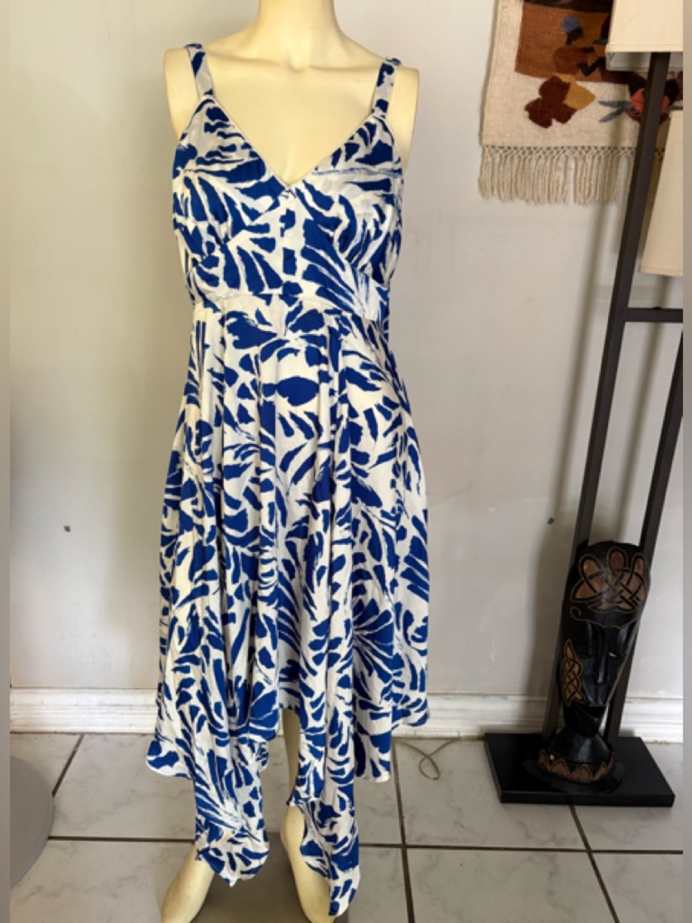 Alexis Blue and White Floral High-Low Sundress